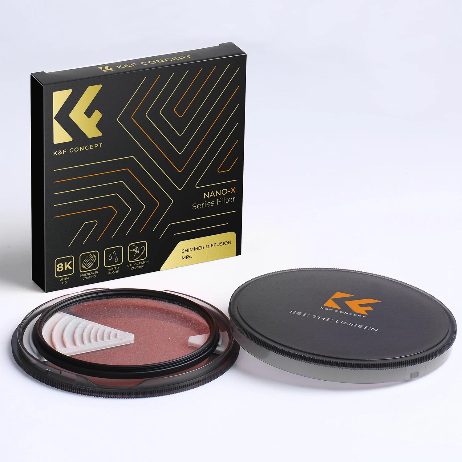 Filtre en verre miroir micro-lumineux K&F CONCEPT 49-82mm Shimmer Diffusion 1 pour objectifs d'appar