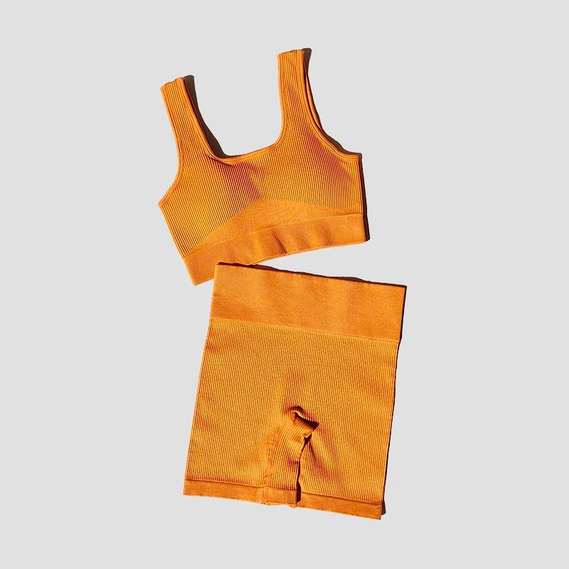 Ensemble de Yoga pour femmes, 2 pièces, soutien-gorge Sexy sans couture, short de Sport, vêtements d