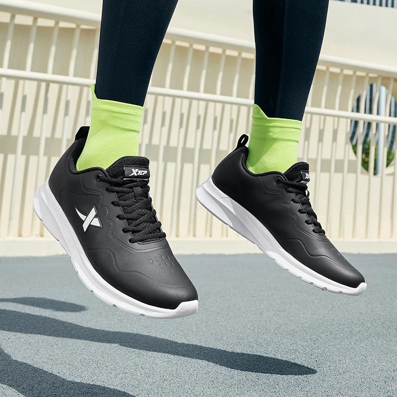 Xtep chaussures de course pour hommes hiver en cuir chaussures de sport imperméables amorti résistan