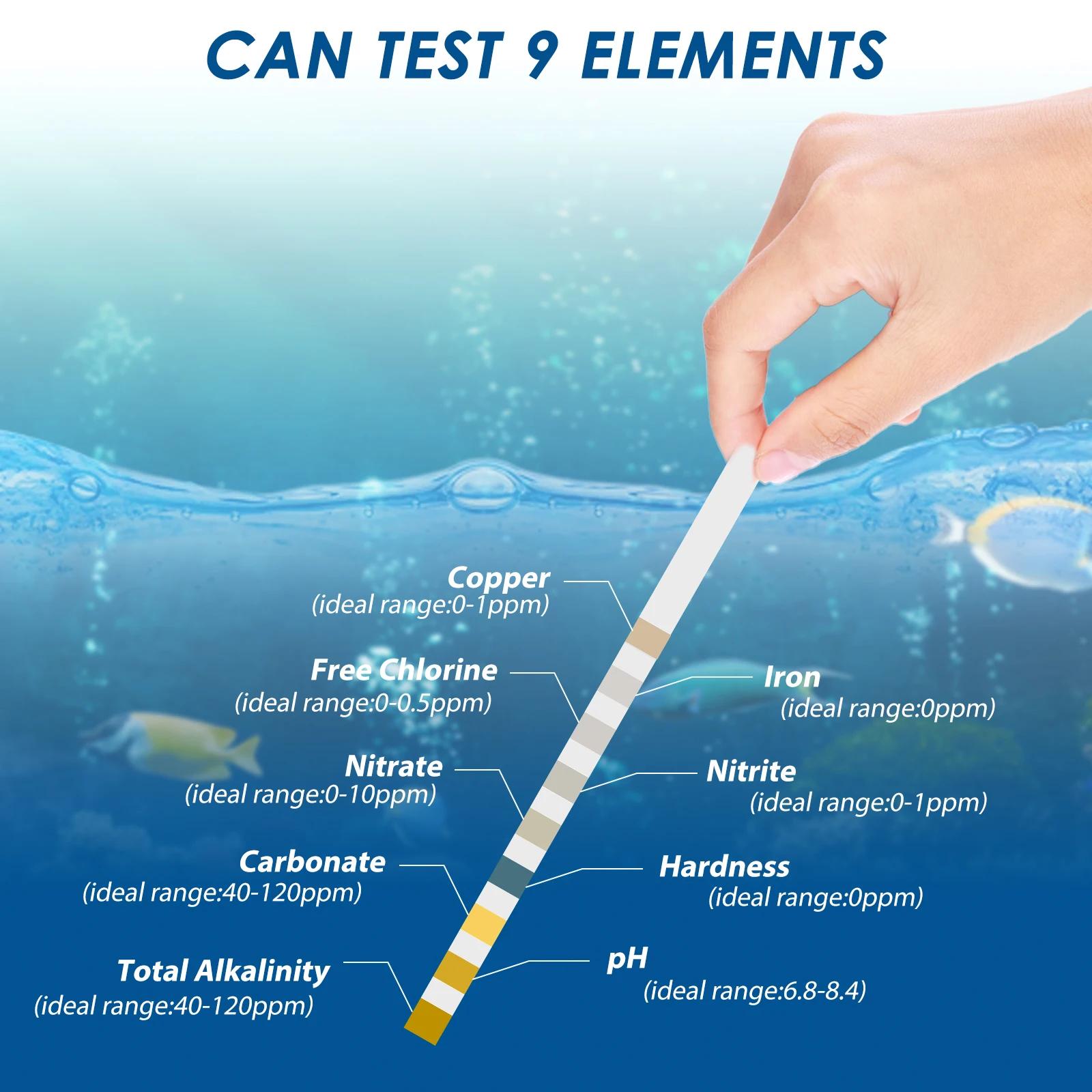 100 pièces bandelettes de Test d'aquarium bande de Test de qualité de l'eau 7/in1 Kit de Test d'aqua