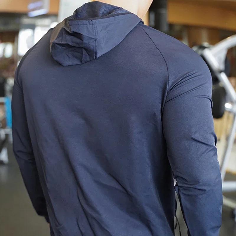 Manteau de dehors en Nylon de Haute Qualité pour Homme, Sweat à Capuche de Fitness, d'Entraînement e