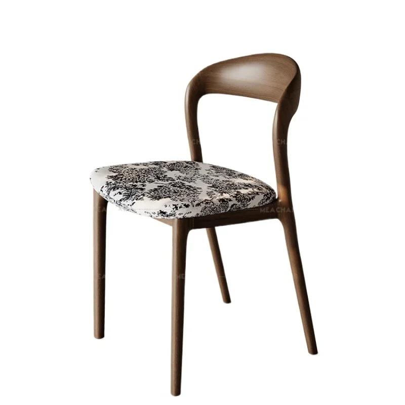 Chaise de bureau en bois massif italien, chaise de salle à manger de cuisine, dossier de loisirs, me