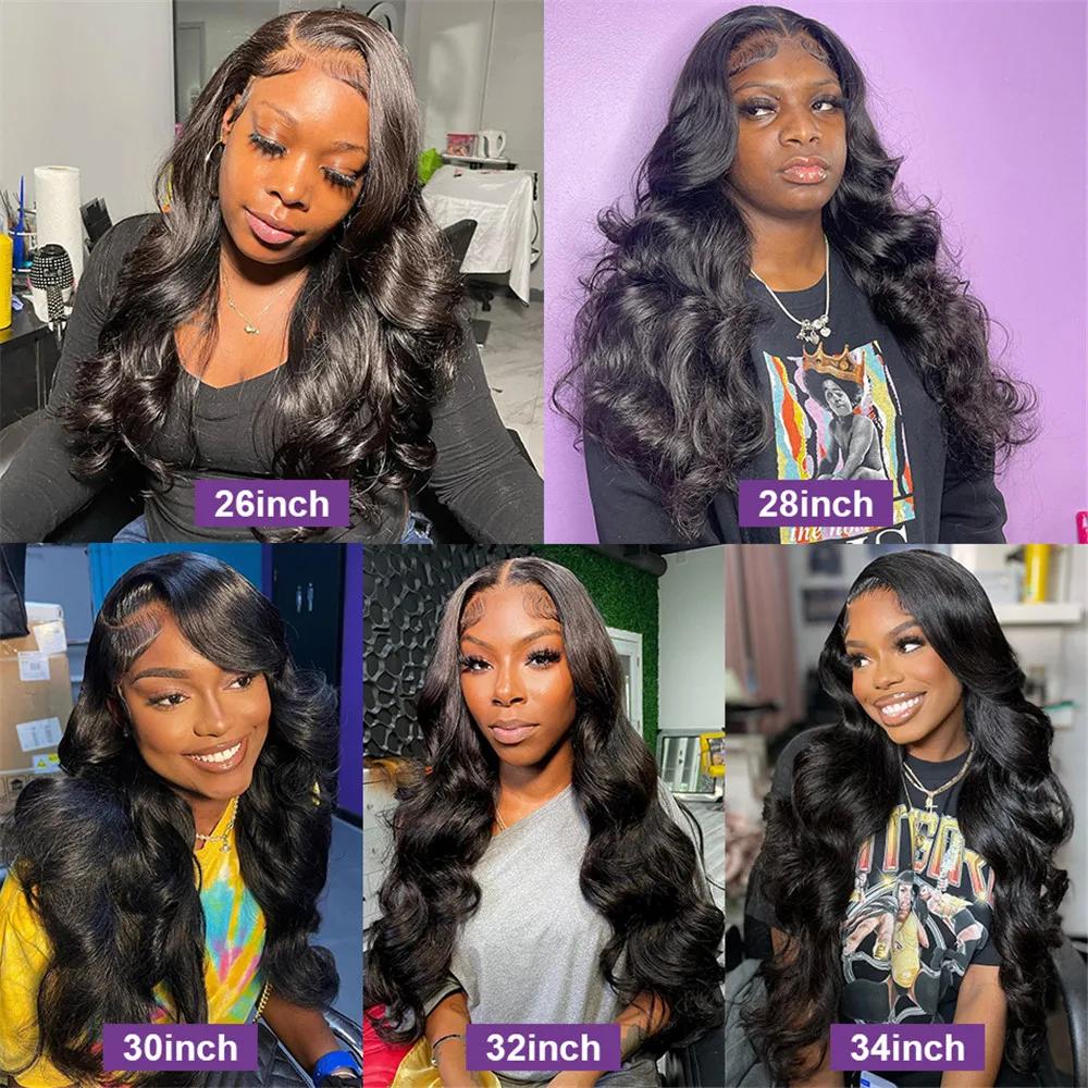 Perruque Lace Front Wig Body Wave Brésilienne Naturelle, Cheveux Humains, Sans Colle, 30 32 34 Pouce
