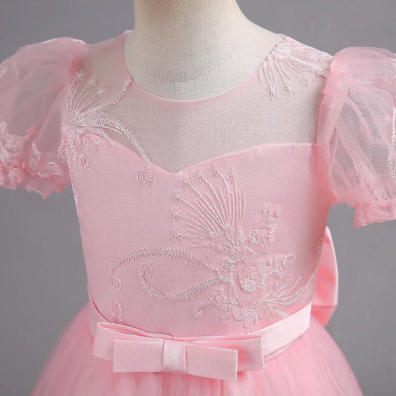 Robe de princesse en dentelle brodée pour filles, robe d'anniversaire pour enfants, haute qualité, t