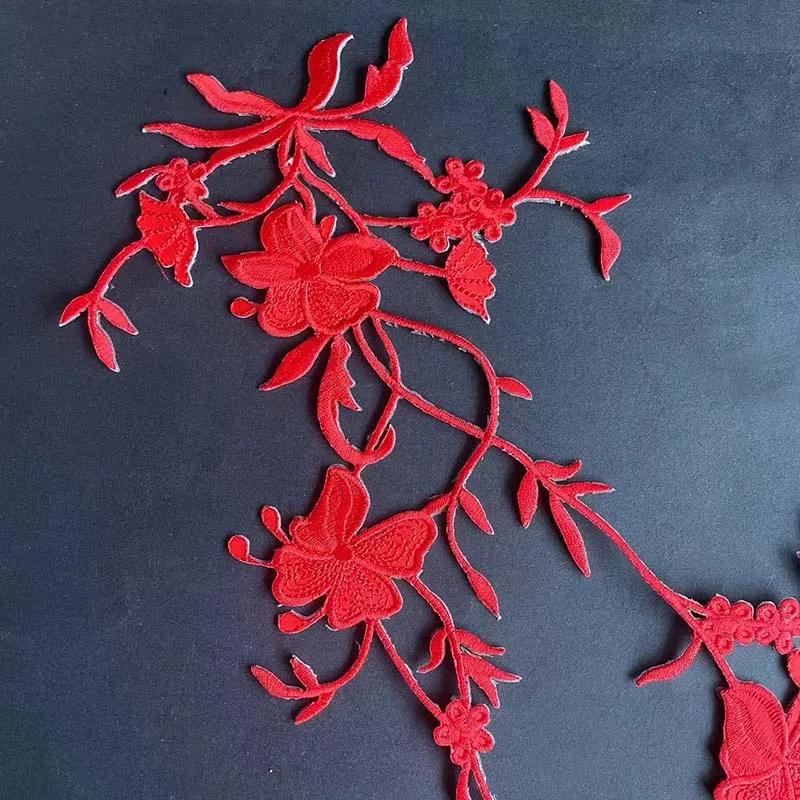 51*17 CM/patch thermocollant à appliques florales, tissu de fleurs de pensée broderie fer sur patchs