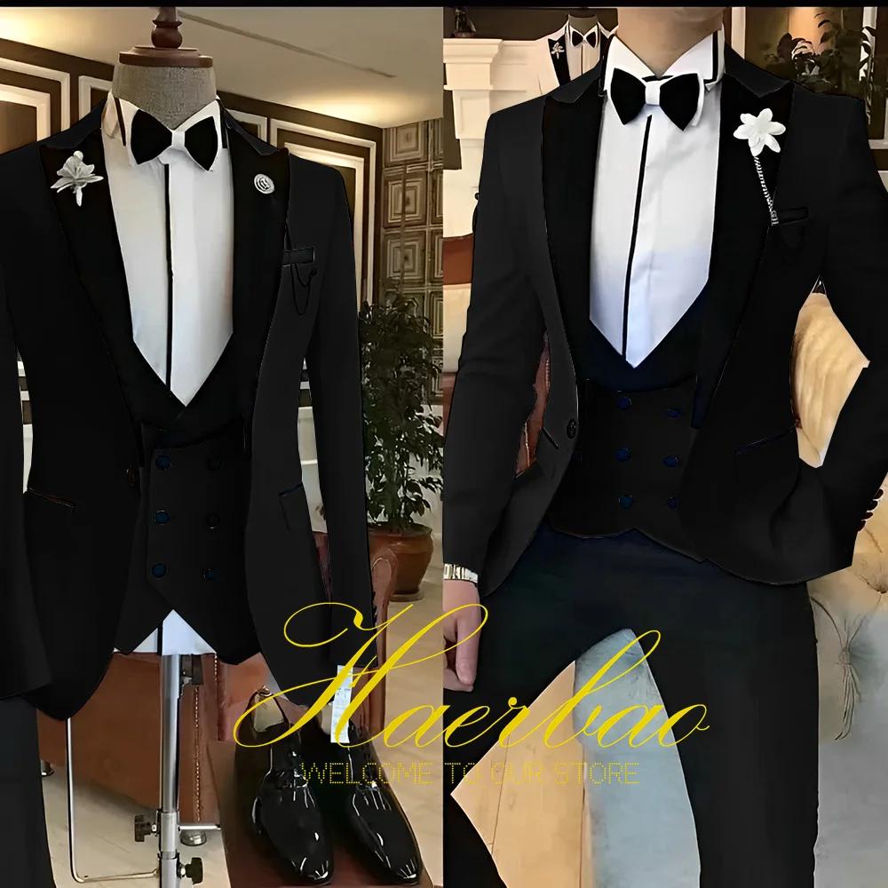 Costumes 3 pièces Slim Fit pour hommes, smokings de marié pour mariage GroomTIME, veste trempée de s