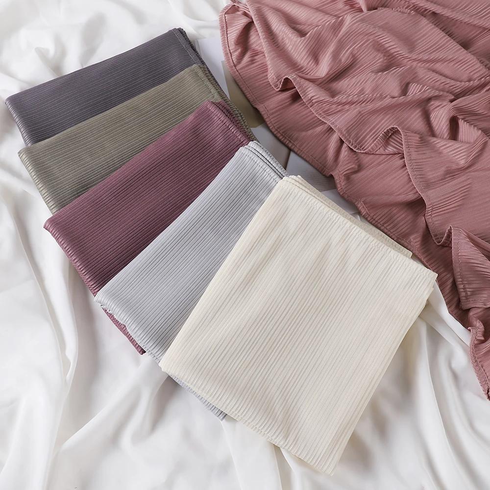 Jersey côtelé Hijab musulman plaine écharpe crêpe Hijab écharpe doux châles islamiques enveloppes ba