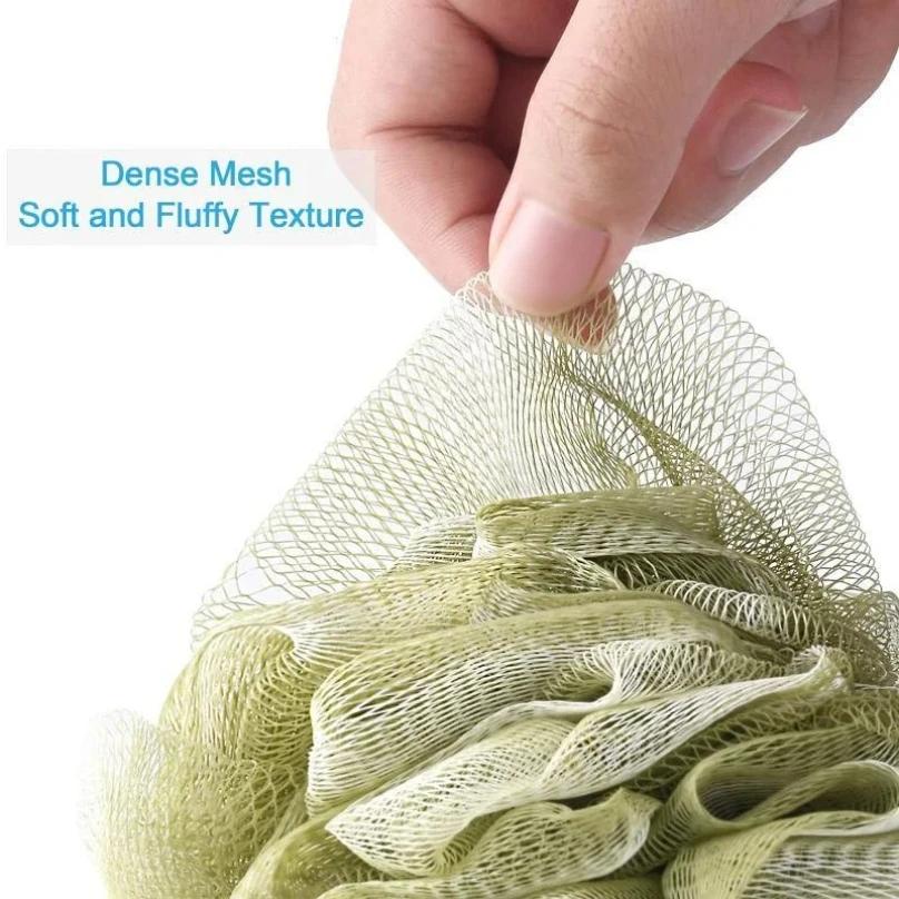 Grande boule de bain riche en bulles, serviette de bain, épurateur, nettoyage du corps, maille, douc