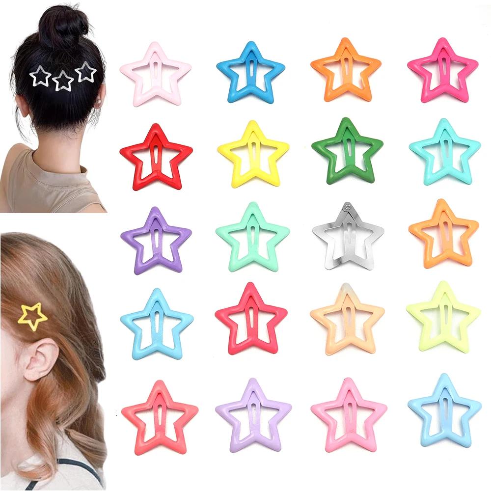 Pinces à cheveux étoiles colorées en métal, 50 pièces/lot, pinces à cheveux Dopamine BB pour cheveux