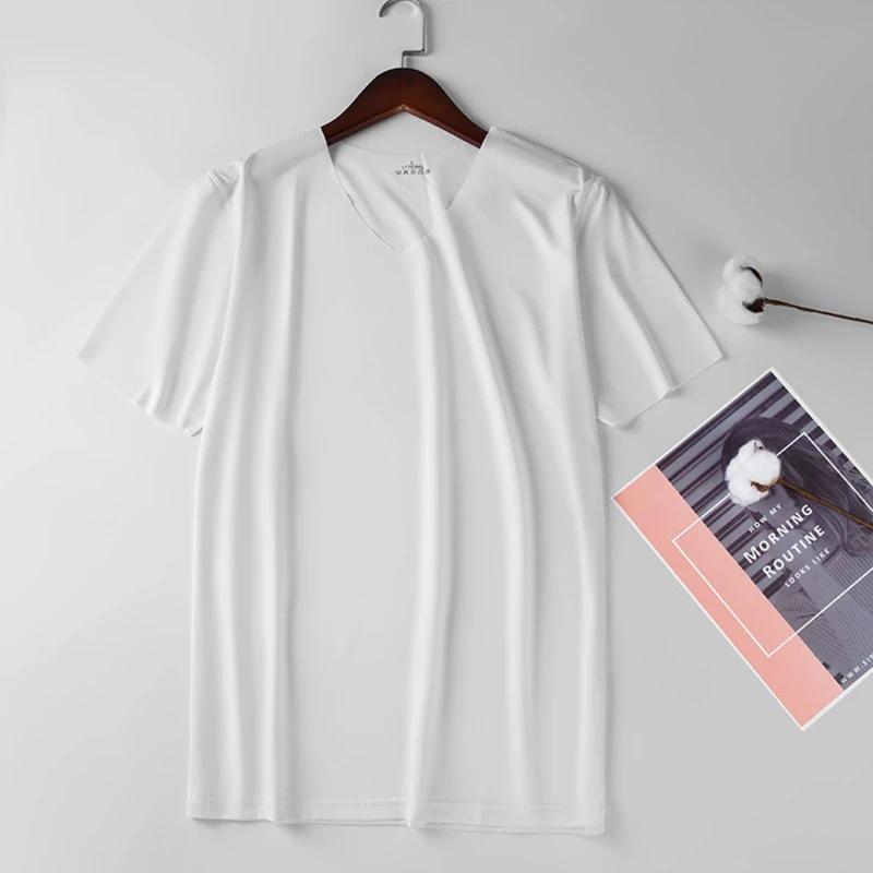 Ice InjWithout-T-shirt fin à manches courtes pour hommes, T-shirt uni, Trace, Slim, Col en V, Sans c