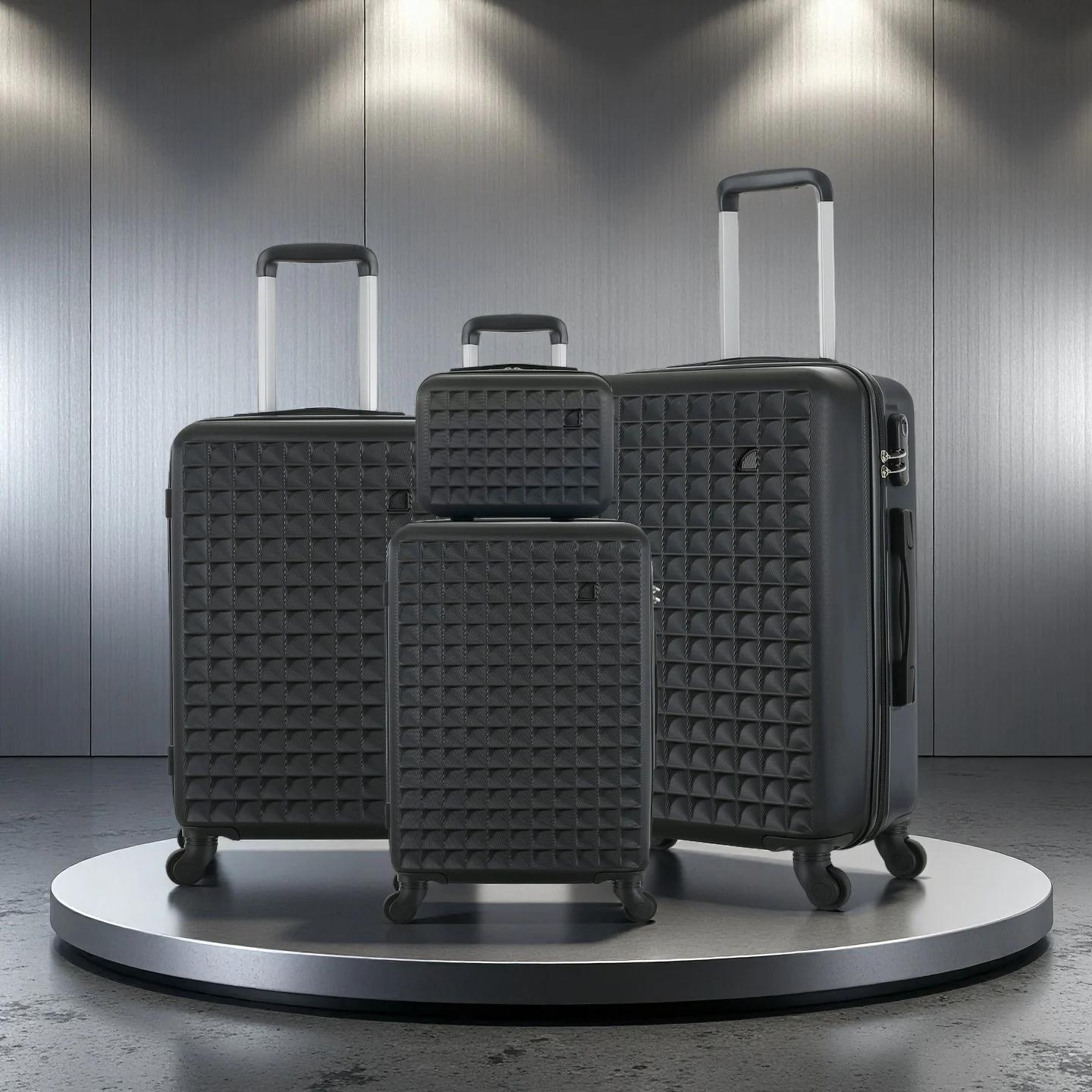 Ensembles de bagages à roulettes rigide ABS 4 pièces (18/23/27 pouces + étui à cosmétiques 13 pouces