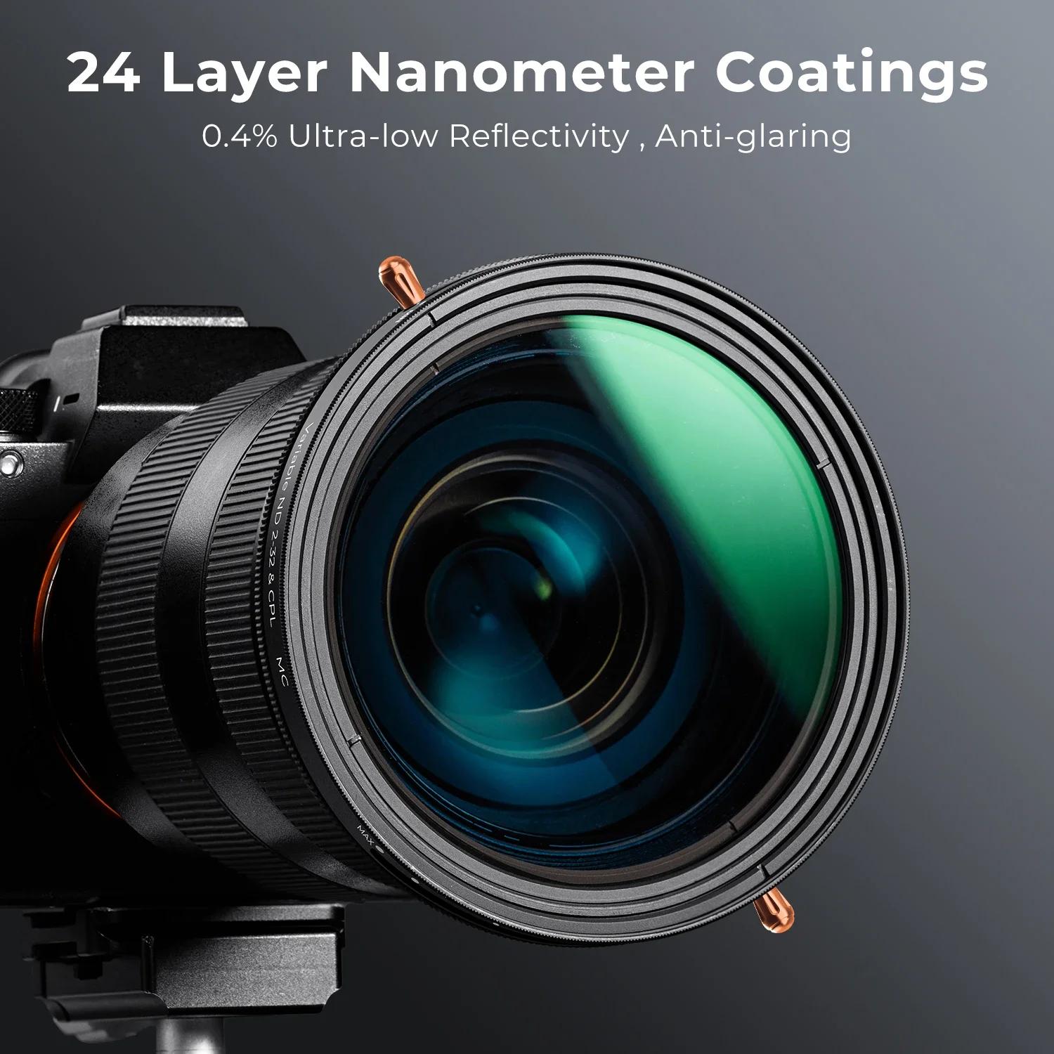 Filtre d'objectif 2-en-1 K&F CONCEPT ND & CPL ND2-ND32 (1-5 Stops) à densité neutre variable et pola