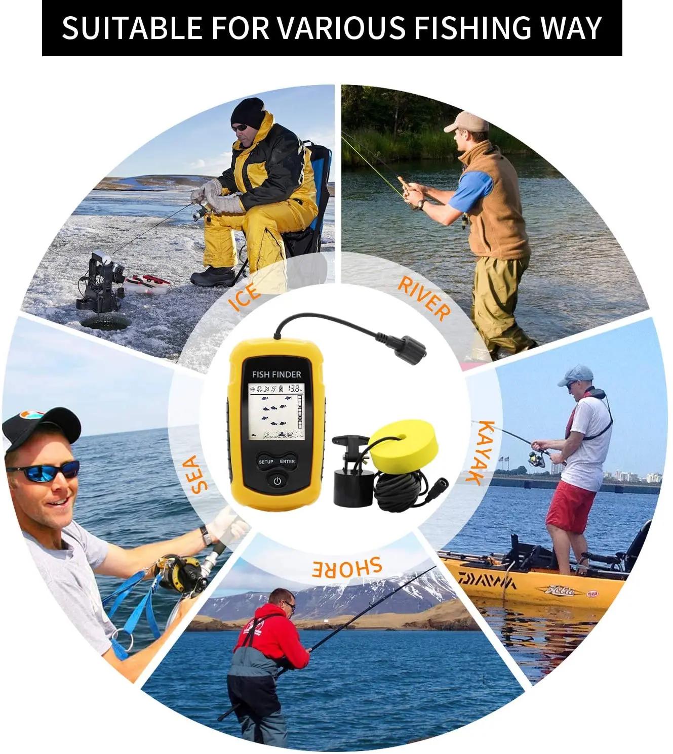 Alarme 100M Sonar Portable détecteur de poisson 45 degrés couverture du Sonar écho sondeur alarme tr