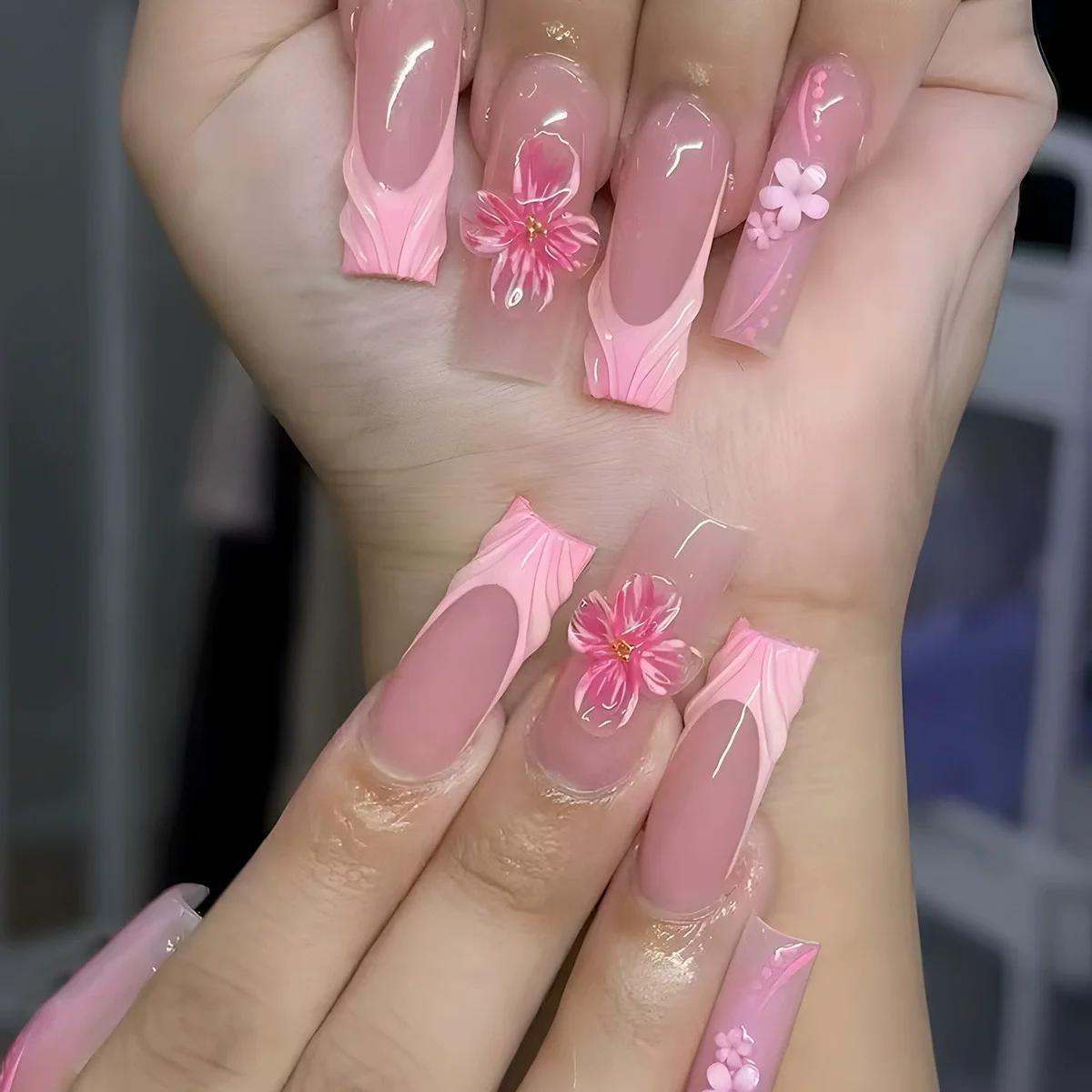 Faux Ongles Longs Bruns N64.Glitter Ballet Wearable, Design Français, Presse Complète sur Nail Ins, 