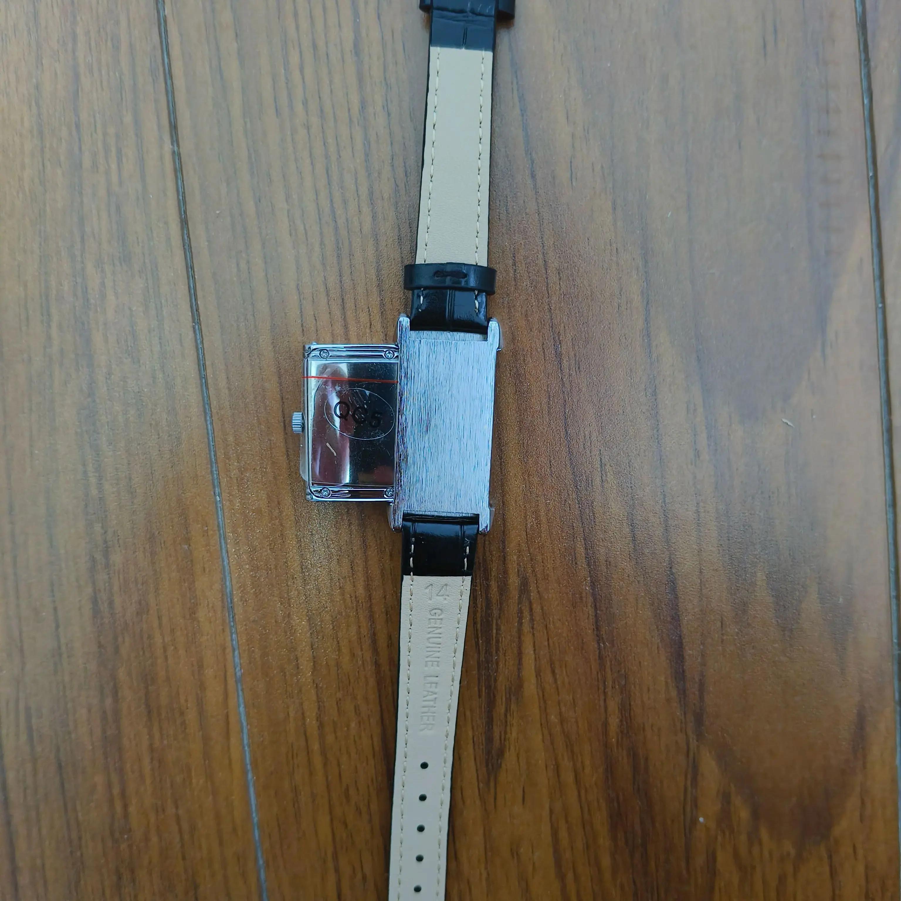 Montre numérique carrée à Quartz en cuir, Design coulissant de tempérament de Niche rétro, exquise e
