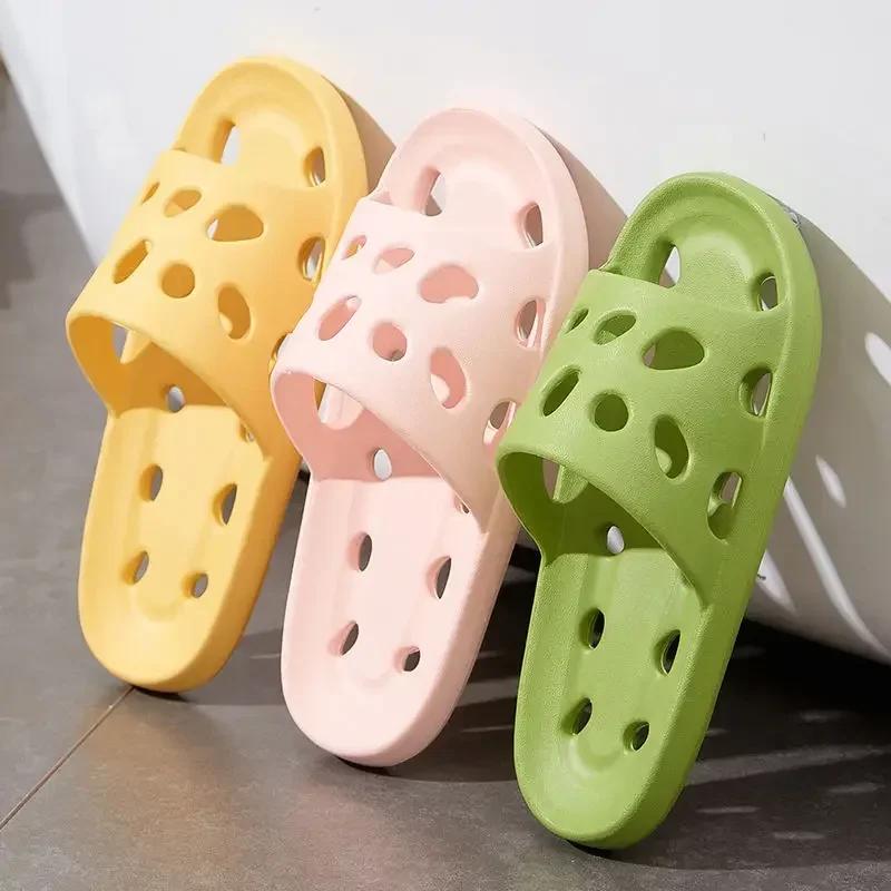 Pantoufles de douche d'été pour hommes et femmes, diapositives de salle de bain, fuite, antidérapant