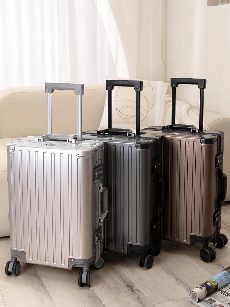Valise en alliage d'aluminium et de magnésium pour hommes et femmes, étui à roulettes expressément e