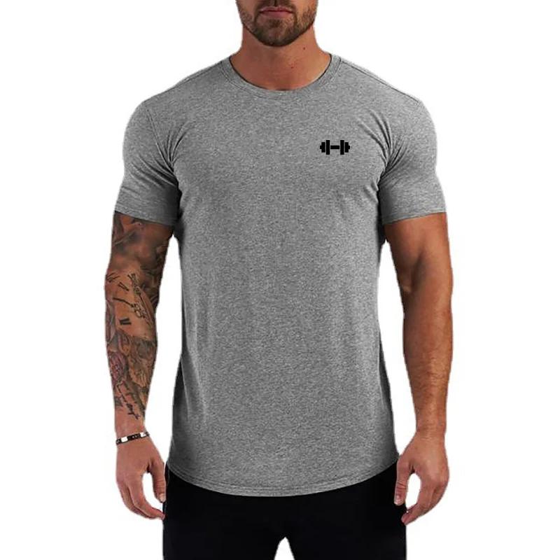 T-shirts de course d'été en coton respirant, vêtements de sport à manches courtes pour hommes, T-shi