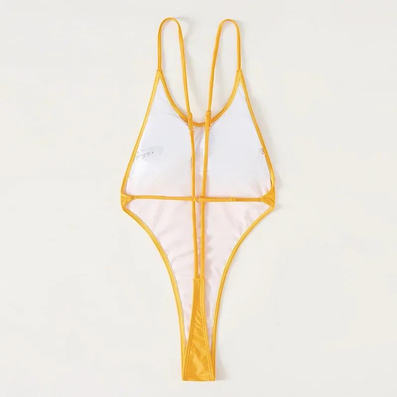 Maillot de bain une pièce sexy dos nu pour femmes - String découpé pour plage et piscine