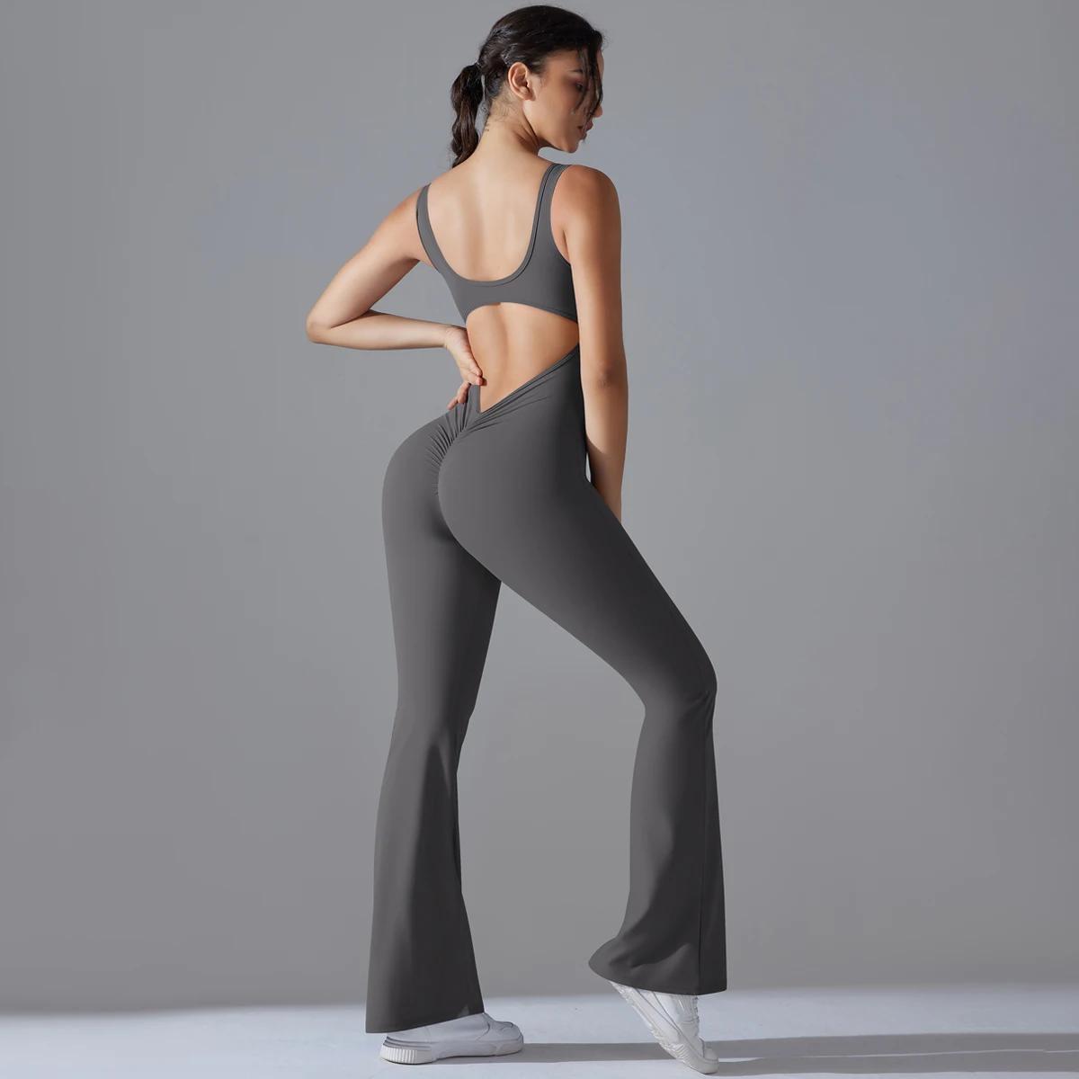 Combinaison d'entraînement dos nu pour femme - Ensemble de yoga et fitness sexy