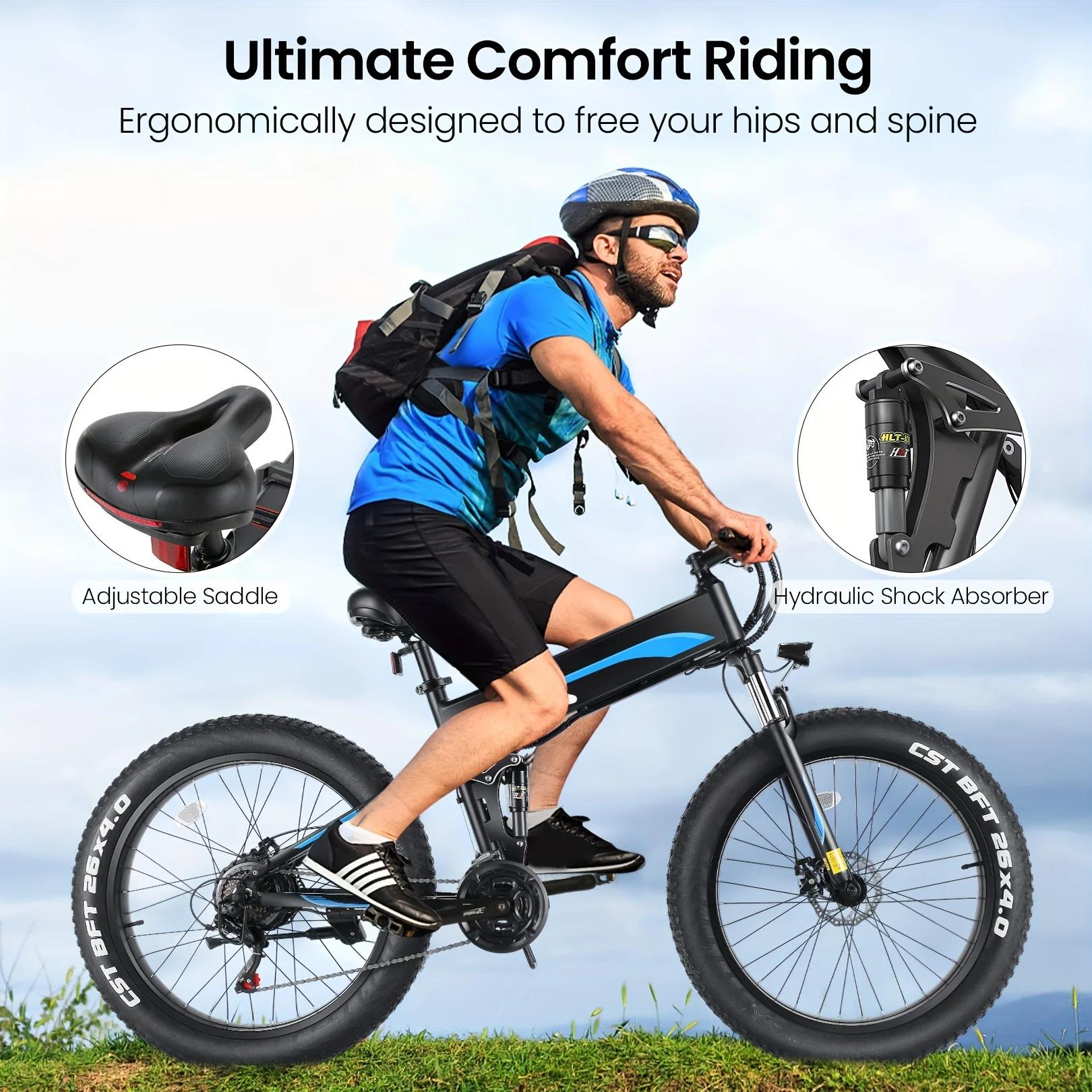 Vélo Électrique Pliable de 26 Pouces x 4.0 avec Moteur Sans Balais de 500W, 48V, 10Ah, 20MPH, pour A