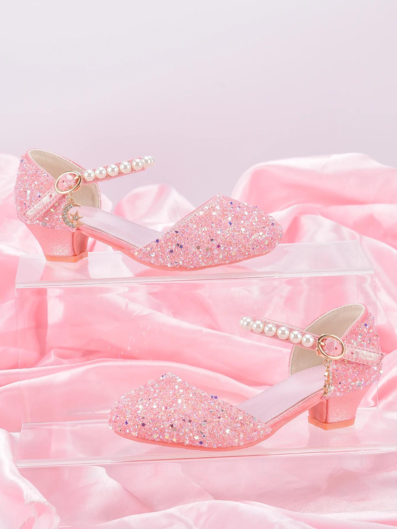 Chaussures à talons hauts de Style princesse pour filles, avec décoration pendentif étoile brillante