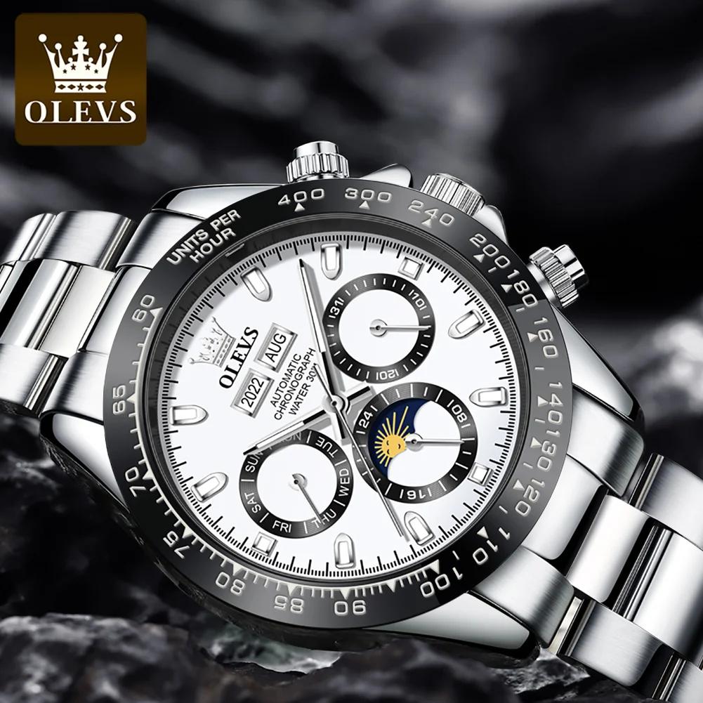 OLEVS 6654 montre de luxe pour hommes chronographe automatique mécanique montre-bracelet étanche lum
