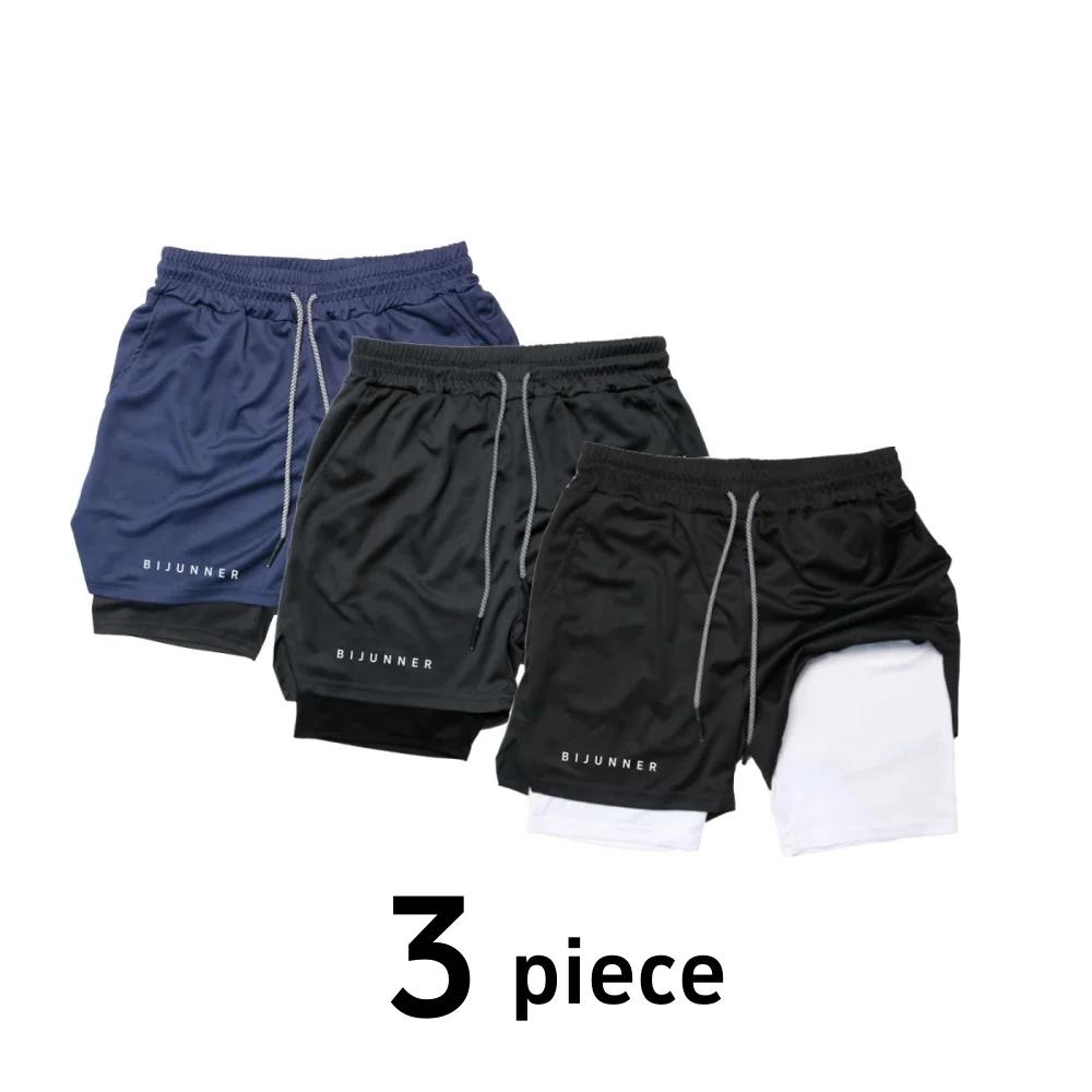 Short de course serré extensible pour hommes, Short de sport 2 en 1, bas d'entraînement, Fitness, Jo