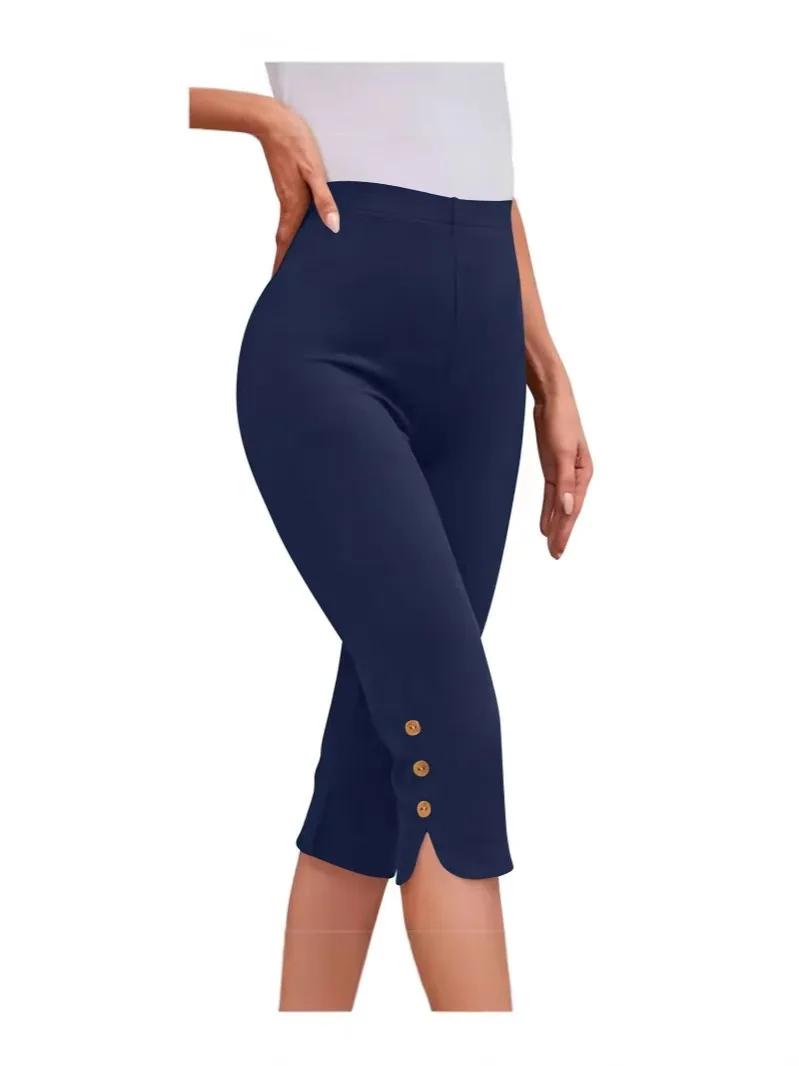 Pantalon élastique taille haute à sept pieds pour femme, mi-mollet, couche de Base, vêtements avec d