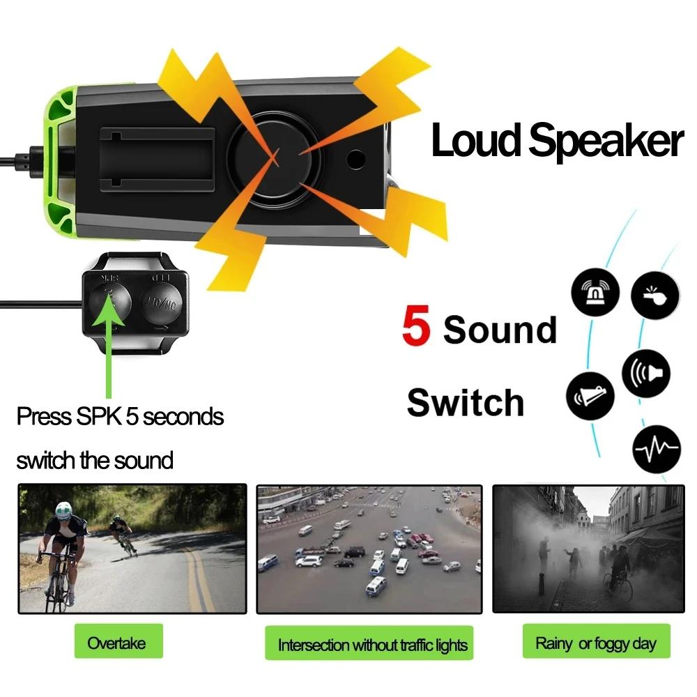 4 Mode USB vélo lumière lampe ordinateur de vélo 3 Mode klaxon lampe de poche Cycle vélo compteur de