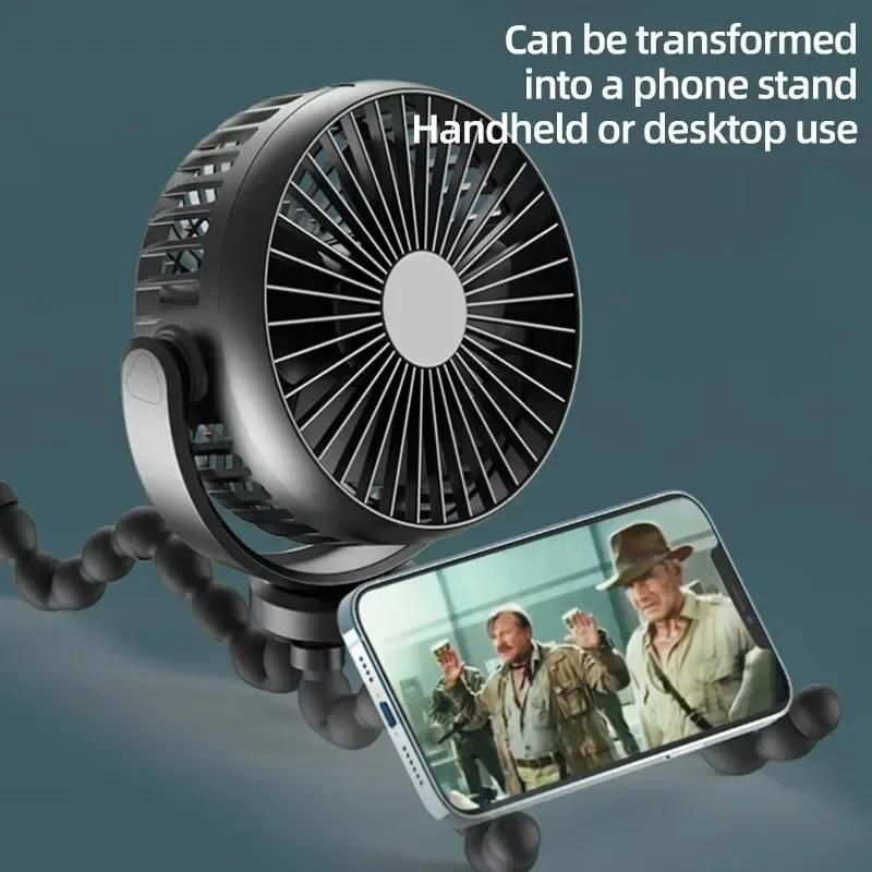 Nouveau 5200 mah multi-fonctionnel poussette Mini ventilateur Portable USB charge petit ventilateur 
