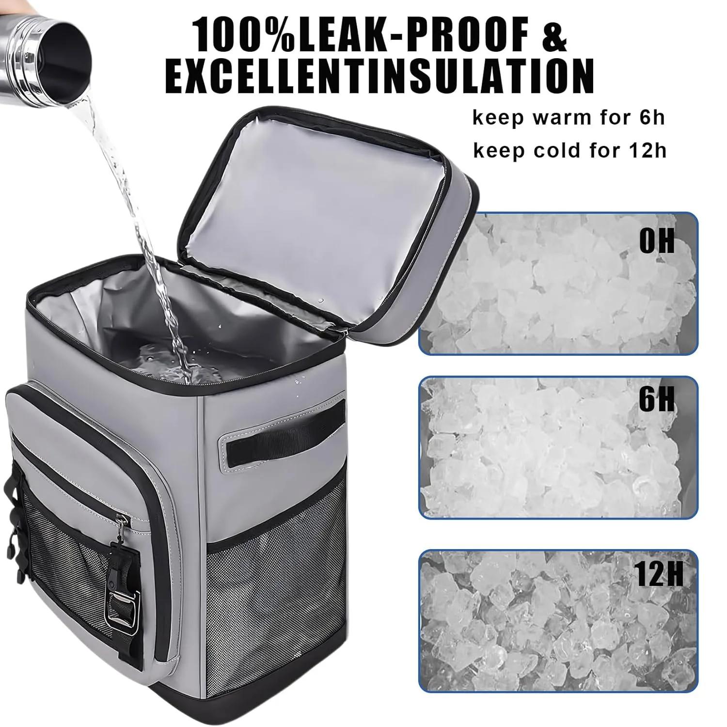 Sac à dos isotherme imperméable de grande capacité 30L, sac à dos isotherme anti-fuite pour le campi