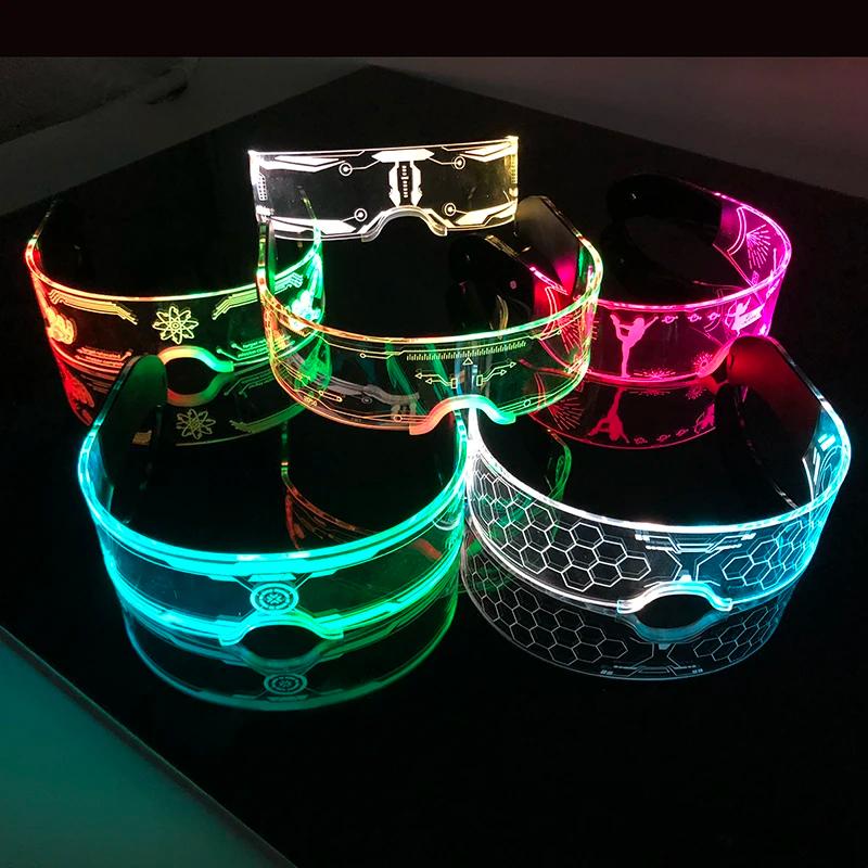 Lunettes lumineuses LED colorées Shoous Cool, néon brillant, clignotant, fête, boîte de nuit, DJ, da
