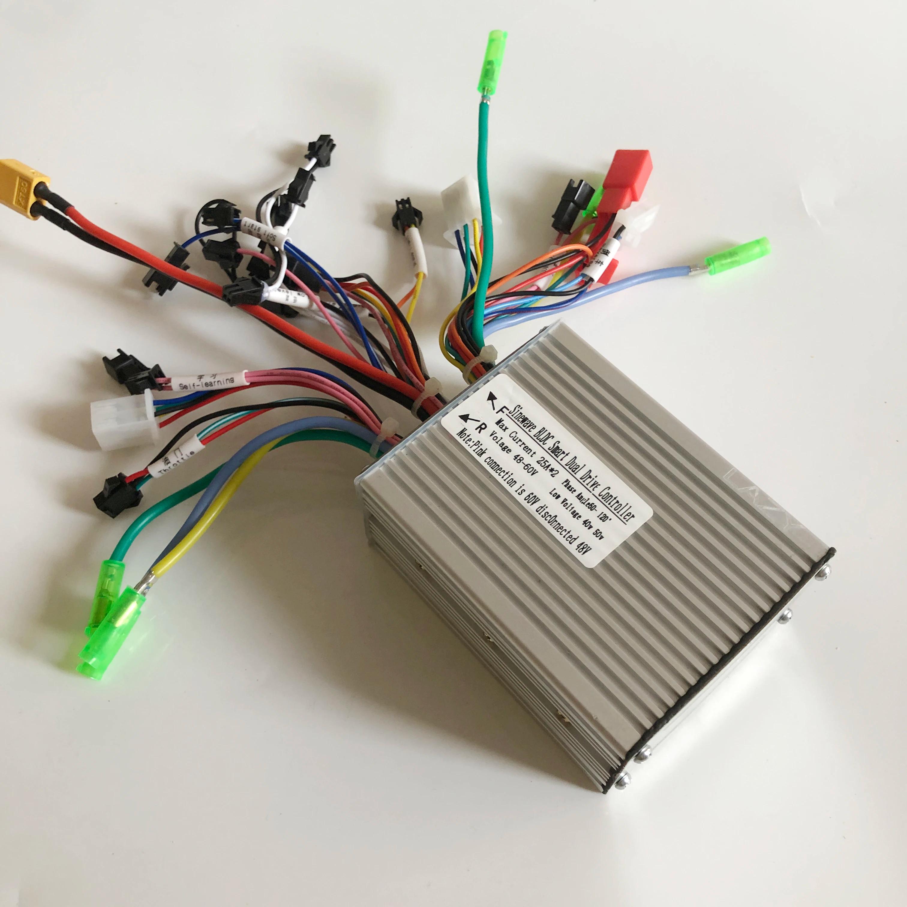 Contrôleur à double entraînement avec écran LCD 25A + 25A en 1 pièce pour moteur 36V 48V 60v 800W 10