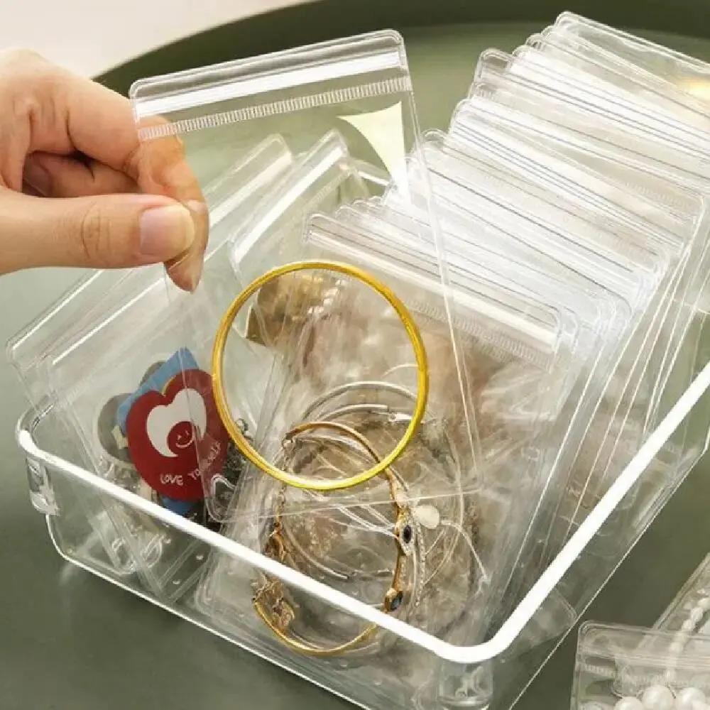 Petits sacs de rangement en plastique transparent à fermeture éclair auto-scellante pour bijoux, pou