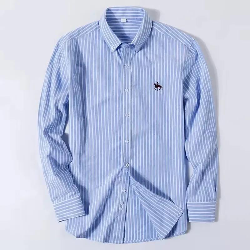 Chemise habillée Oxford basique pour hommes, manches longues, 100% pur coton, solide, décontractée, 