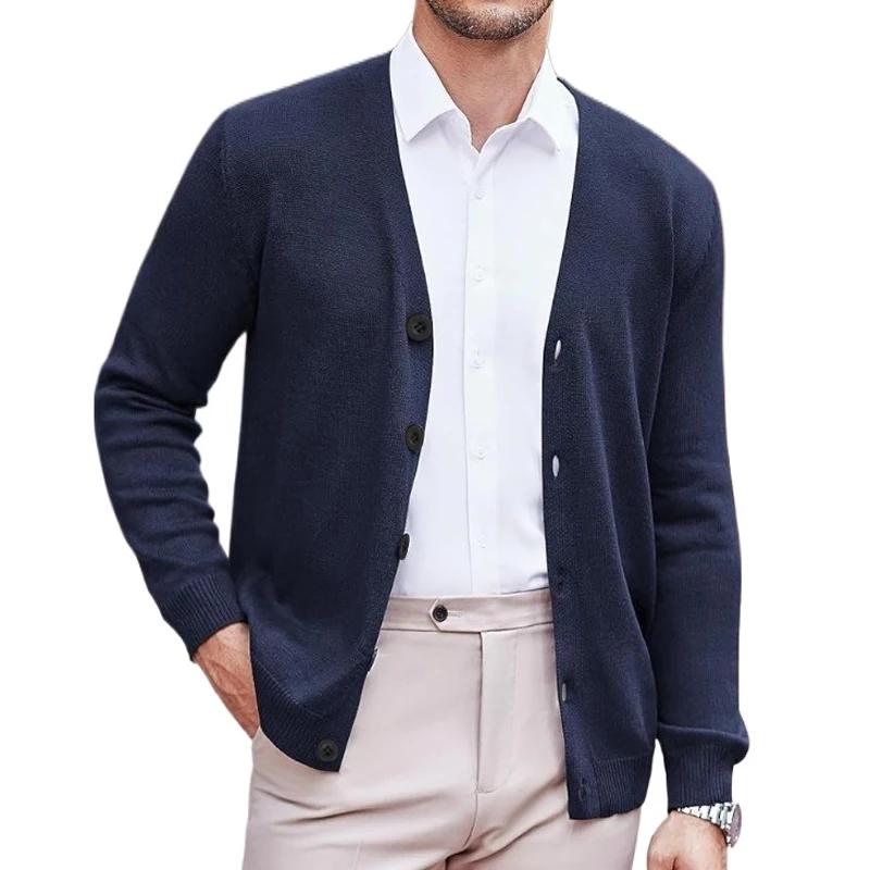 Nouveaux hommes col en V Cardigan Sweatcoats décontracté léger boutonné tricoté Cardigan pull en ple