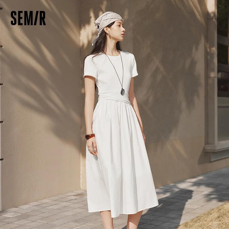 Robe plissée pour femme Semir 2026, col rond, taille cintrée, style urbain décontracté, douce et con