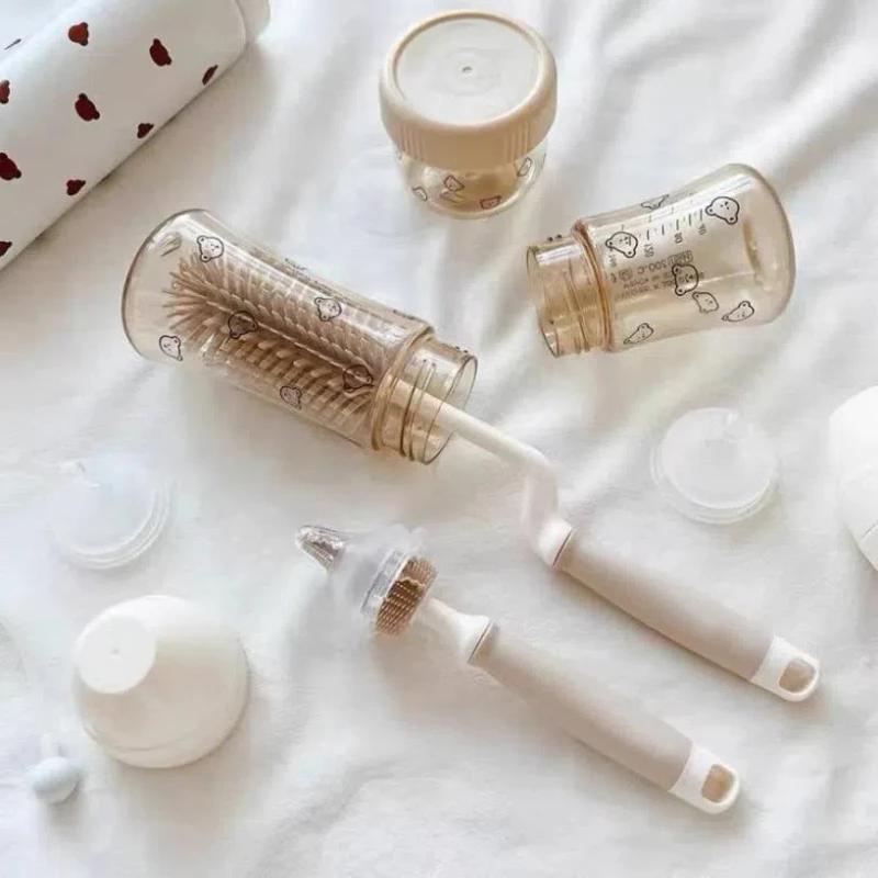 Coréen Ins nouveau-né bouteille mamelon brosse bébé spécial à Long manche brosse de nettoyage Silico