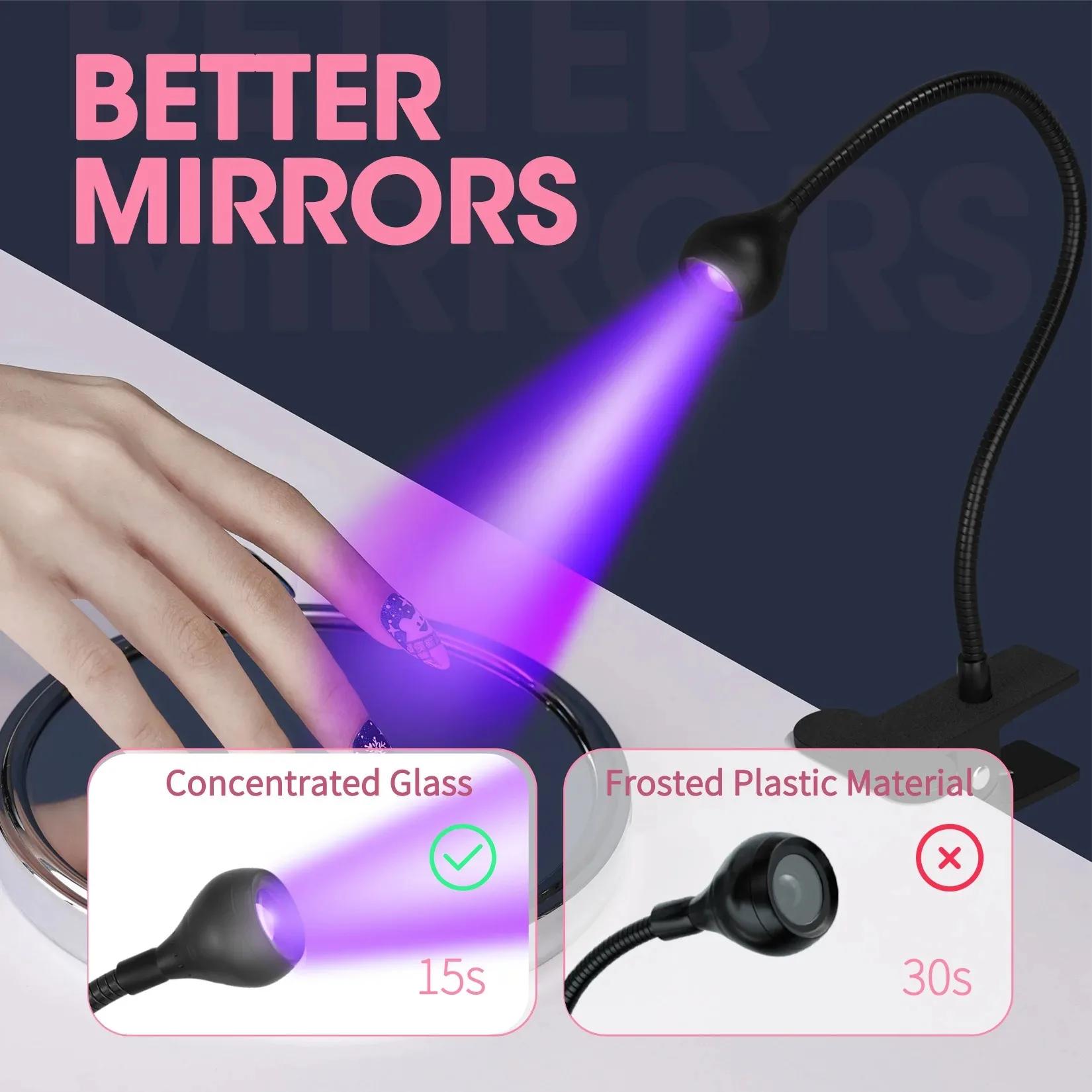 Sèche-ongles lumière UV lampe à ongles 395nm longueur d'onde Clip-on bureau Mini USB pour ongles en 