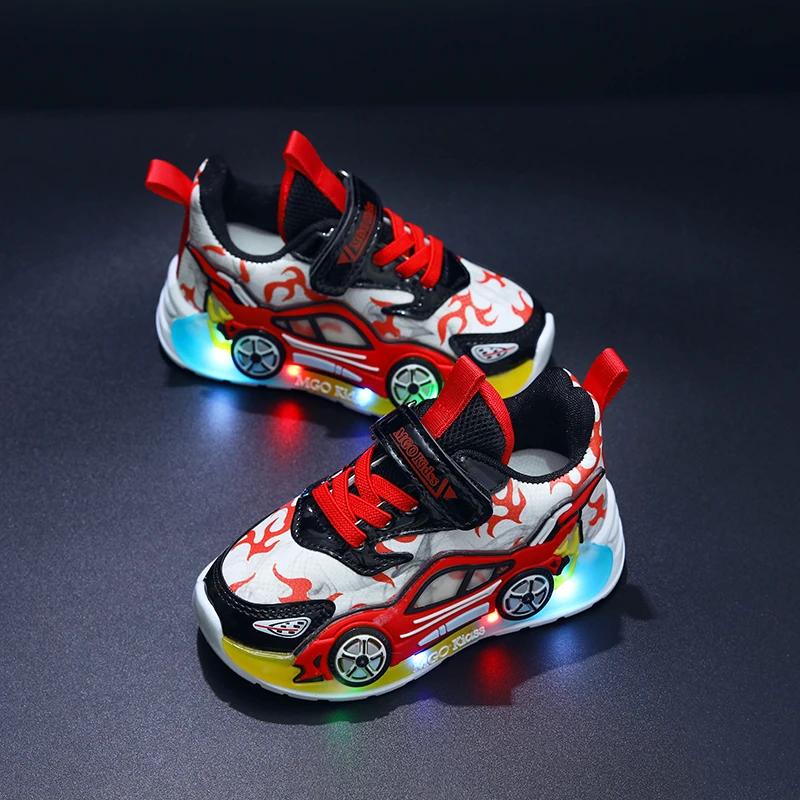 Mgo Kids printemps et automne nouvelles chaussures de sport pour garçons en forme de voiture chaussu