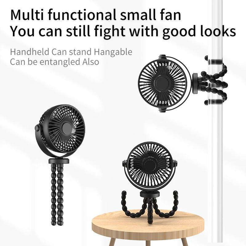 Nouveau 5200 mah multi-fonctionnel poussette Mini ventilateur Portable USB charge petit ventilateur 