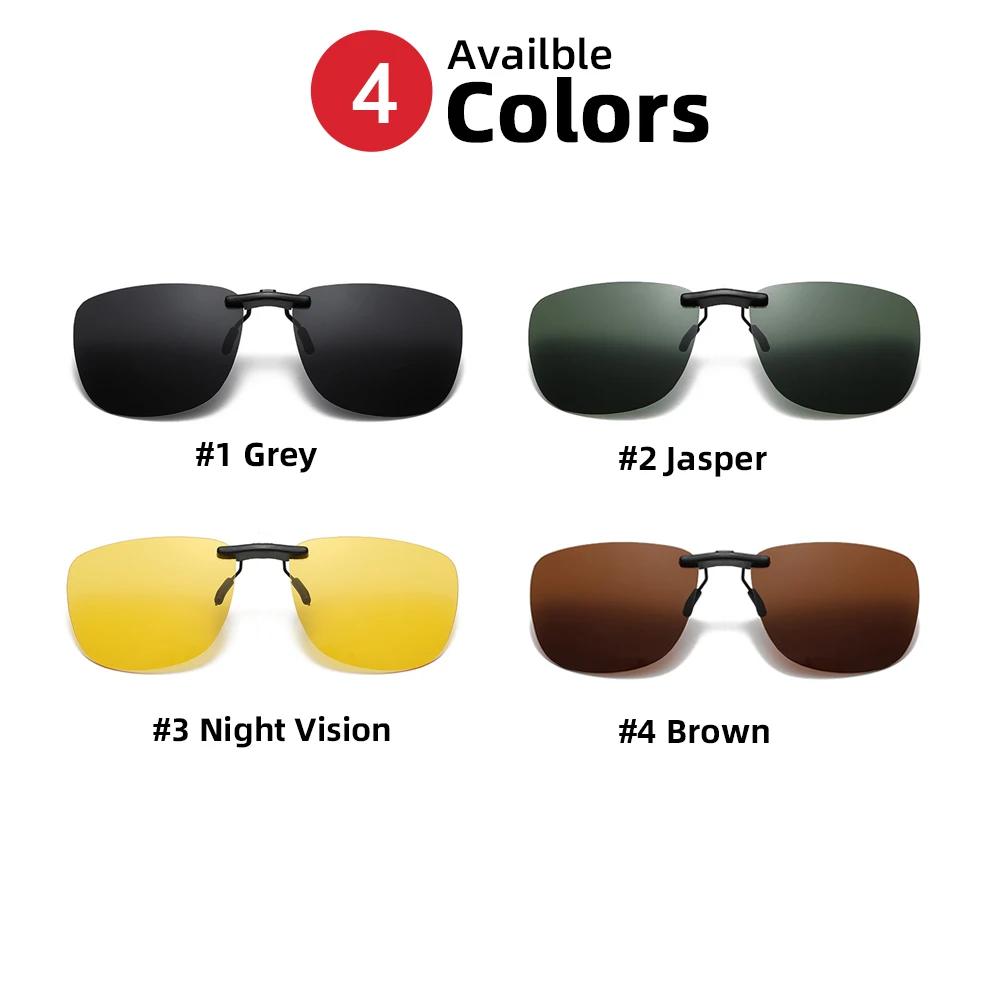 Lunettes de soleil polarisées à Clip carré pour femmes et hommes, verres noirs UV400, Vision nocturn