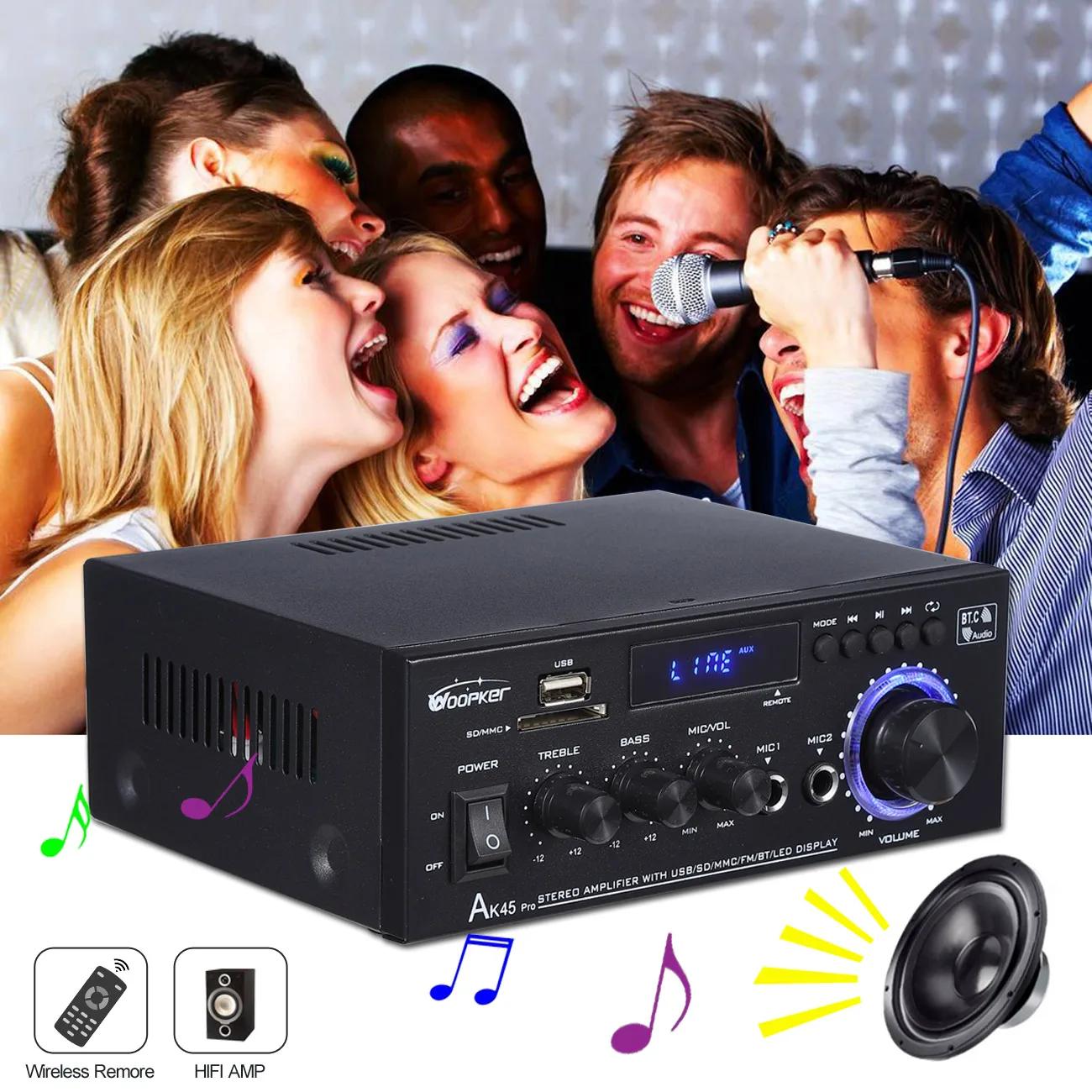 Woopker amplificateur de puissance stéréo AK45 Pro Max 820W 2 canaux Bluetooth 5.0 lecteur d'ampli H