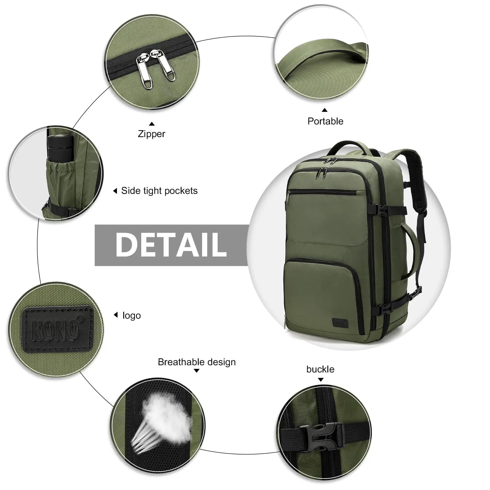 KONO Travel Backpack bagage à main |   Imperméable et résistant aux avions |   Protège-détons 38L | 