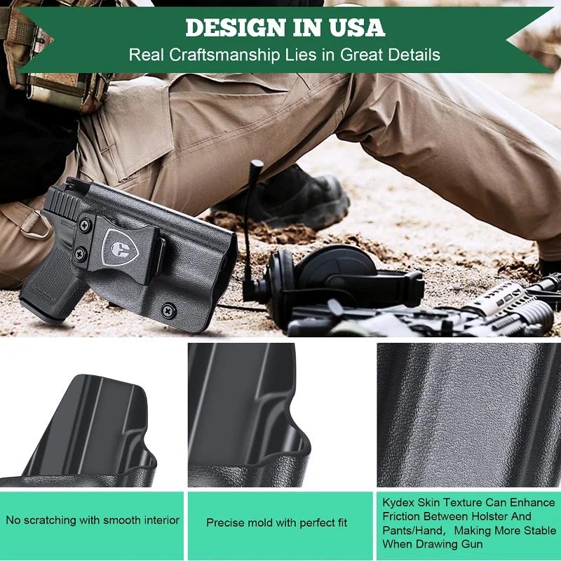 Étui Glock G42 IWB Kydex pour pistolet Glock G42.380, ceinture intérieure, étui de transport dissimu
