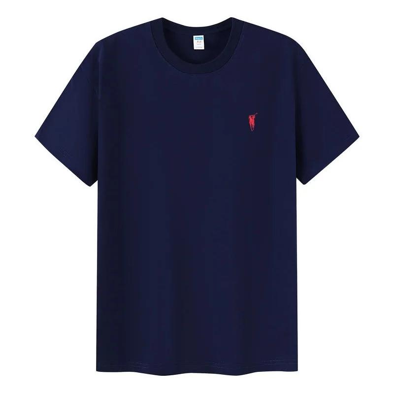 T-shirt homme 100 % coton pur de haute qualité, col rond, manches courtes, broderie poney, mode été 