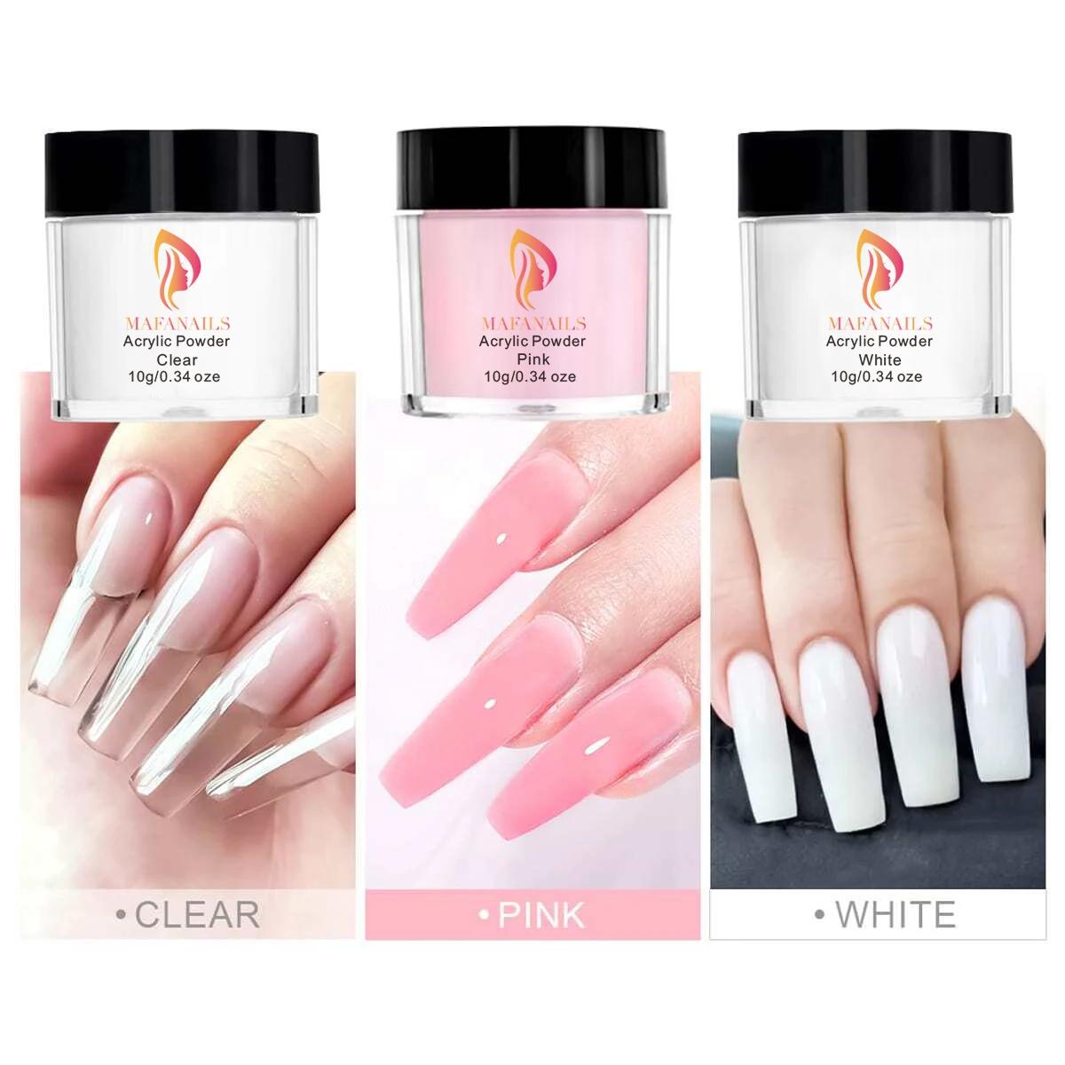 Ensemble de poudre acrylique cristal et monomère liquide, décoration pour manucure, paillettes pour 