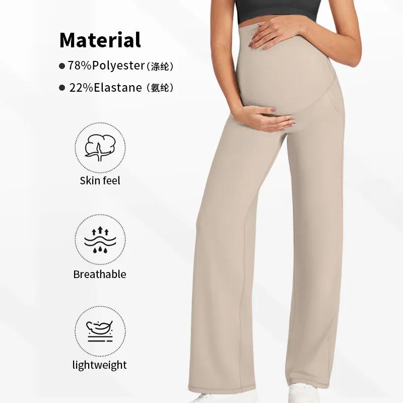 Nouveau pantalon de maternité pour femmes, couleur unie, jambes larges, taille haute, ample, décontr