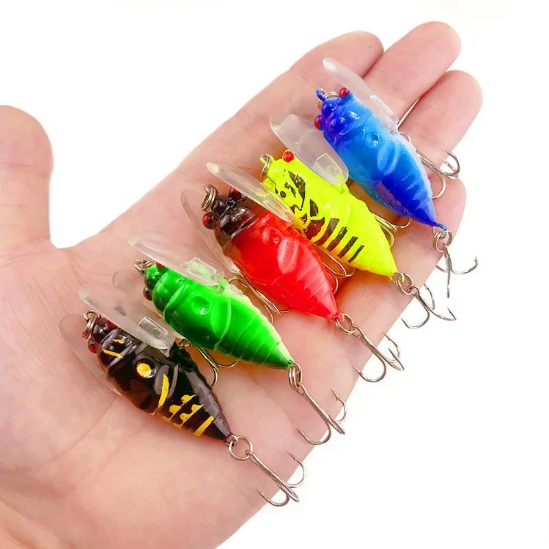 1 pièces Simulation cigale dur faux appât leurre de pêche 5 cm 6g bionique Iscas artificiel Wobblers
